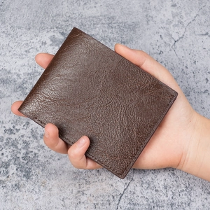 Men's Short PU Leather Wallet Lychee Pattern Multi-Slot Card Holder Bifold Coin Purse Business Casual Daily Use Wallet