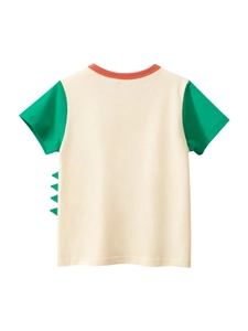 T-shirt enfant à manches courtes en coton avec nageoires de dinosaure et tons contrastés