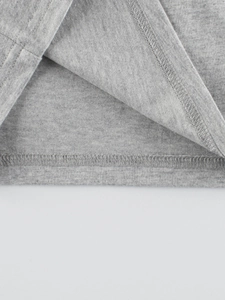 Gray heather cotton long sleeve T-shirt for boys showing double-stitch hem detail