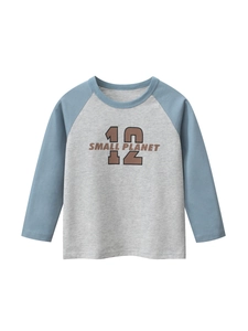 Boys Long Sleeve T-Shirt Cotton Raglan Contrast Color Casual Sport Tops Graphic Print