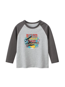 Αγόρια Βαμβακερό T-Shirt με Μακρύ Μανίκι Ραγκλάν Καρτούν Ζώα Γράμματα Εκτύπωση Στρογγυλή Λαιμόκοψη Casual Αθλητικό