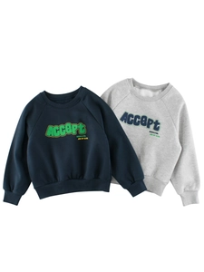 Kids Fleece Sweatshirt Cotton Blend Fleece Lined Round Neck Raglan Sleeve Letter Print Casual Toddler Boys Girls