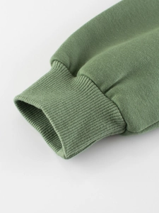 Sage green toddler sweatshirt featuring high-quality ribbed cuffs and premium cotton fabric