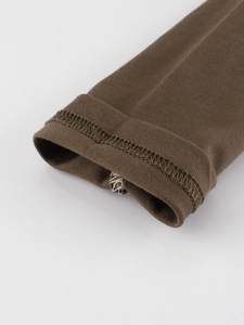 T-shirt raglan marron à manches longues pour garçons avec détails en métal argenté