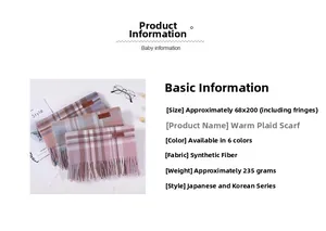 Detailed view of plaid scarves with tassels in soft morandi colors and woven texture