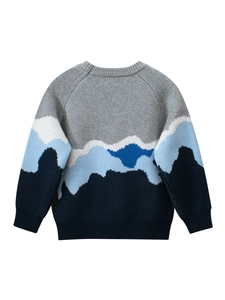 Pull en tricot pour enfants à manches longues avec motifs de vagues colorées