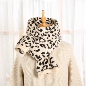 Women Knitted Winter Scarf Leopard Zebra Argyle Print Thick Warm Soft Long Neck Wrap Fashion Autumn Accessories