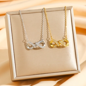Collier Pendentif Symbole Infini En Acier Inoxydable Avec Zircone Bijoux Minimalistes Pour Femmes Chaîne De Clavicule
