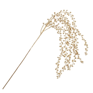 Artificial golden berry stem with metallic finish for Christmas tree and wreath decoration