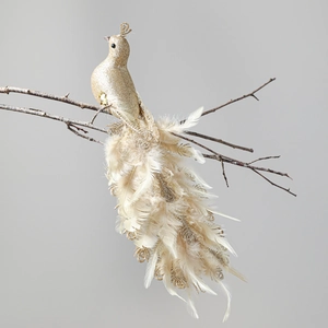 Exquisite Christmas Tree Decoration Peacock Ornament Foam Bird With Glitter And Faux Feather For Wedding Party Home Garden