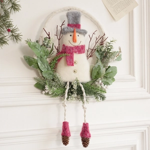 Ghirlanda Natalizia da Appendere Babbo Natale Pupazzo di Neve Bambola di Peluche Ghirlanda per Albero di Natale Porta Decorazione Parete Oggetti di Scena Feste
