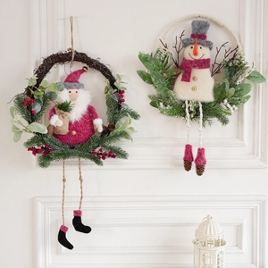 Set di ghirlande natalizie con Babbo Natale e pupazzo di neve a gambe lunghe per pareti