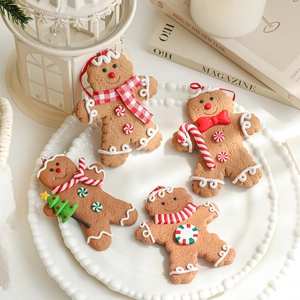 Christmas Gingerbread Man Hanging Ornaments Polymer Clay Cute Festive Tree Decorations For Holiday Home Party Kids Gift
