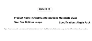 Detailed specifications for 8cm glass Christmas ball showing material and size info