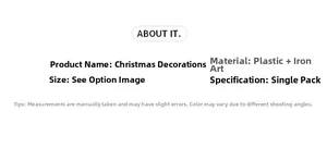 Christmas decoration details showing ironwork material specifications and gift box dimensions
