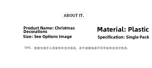 Close-up of red flocked Christmas ball specs, showing plastic material and size details
