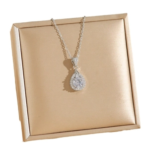 Elegant water drop pear-shaped necklace with silver chain and luxury crystal pendant