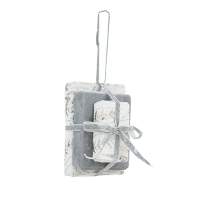 Elegant white sequin embroidered Christmas gift box ornaments with silver ribbon bow