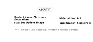 Detailed specification chart for vintage iron Christmas angel girl hanging ornaments