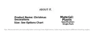 Detailed specification chart showing material and size info for Christmas pine picks