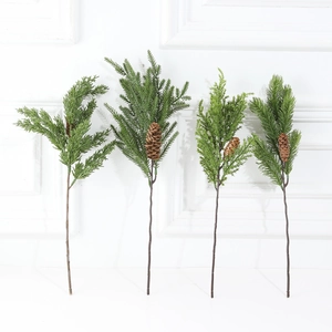 Artificial Pine Branches With Pine Cones PE Plastic Needle Sprays For Christmas Decoration Winter Home Vase Filler Nordic Style