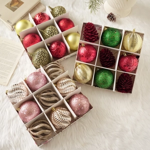 Boules de Noël Incassables en Plastique Décoration de Fête Avec Paillettes Mat Renne Flocons de Neige pour Ornements Maison Fête