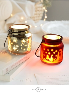 Photophores de Noël en verre avec motifs d'étoiles et silhouettes de rennes