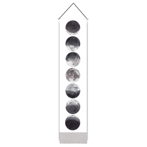 Tenture murale verticale phases de la lune au design aquarelle minimaliste pour salon