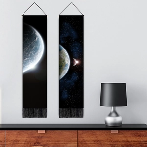Sternen-Universum Wandbehang Set mit Planetenprints, Aufhängestange und Quasten