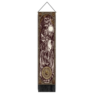 Gothic Death tarot card tapestry featuring skeleton rider and dark tassels for home decor
