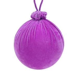 Purple velvet flocking Christmas ball ornament with hanging loop for tree decoration