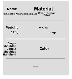 Detailed specifications chart for a durable black multifunctional laptop backpack