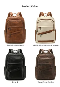 Détails de grands sacs à dos en simili cuir disponibles en quatre couleurs vintage