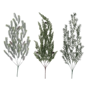 Artificial Christmas pine branches with snow and pine cones for winter home decor