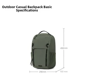 Detailed dimension layout of a green lightweight outdoor backpack with height 450mm