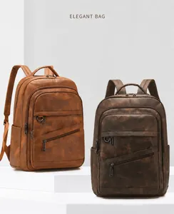 Détail montrant la texture du cuir PU et les fermetures éclair multicouches du sac à dos