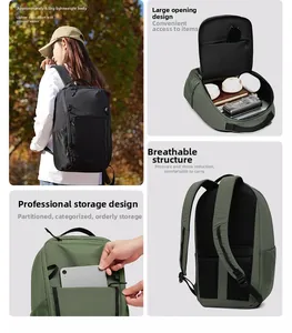 Detail view of lightweight 0.5kg commuter backpack with breathable mesh and large opening