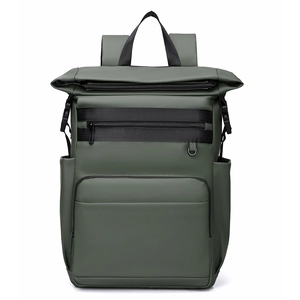 Army green waterproof insulated picnic backpack with roll-top closure and multiple pockets