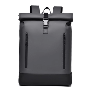 Roll-top Backpack Waterproof Coated Material Large Capacity Laptop Compartment Business Travel School Unisex Minimalist