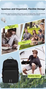 Black 32.5L backpack with spacious storage for work, study, travel and outdoor sports