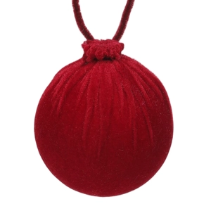 Boule de Noël en velours bordeaux avec boucle de suspension pour décorer le sapin
