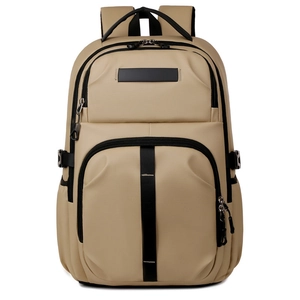 Business casual khaki waterproof large capacity backpack with multi-layer storage