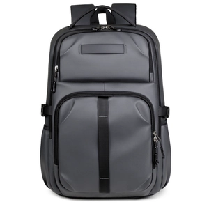 Deep grey large capacity lightweight business backpack with multi-layer zipper design