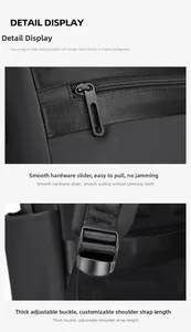 Detail of smooth hardware zipper pulls and adjustable padded straps on the black picnic bag