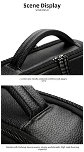 Detail showing high-density reinforced stitching and dual metal zippers on PU leather bag
