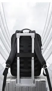 Business backpack with luggage strap and breathable ergonomic mesh padding for travel