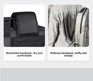 Detail of breathable honeycomb mesh shoulder straps versus sweaty back of regular bags