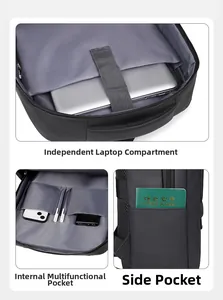 Detail view of laptop compartment, internal multi-functional pockets, and side storage