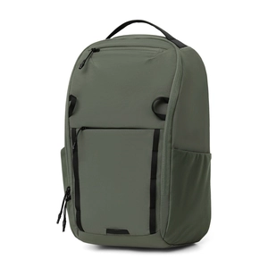 Olive green durable nylon commuter backpack with large capacity and side mesh pockets