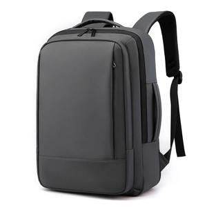 Mochila expansible gris oscuro para portátil de 15,6 pulgadas con asa lateral de viaje